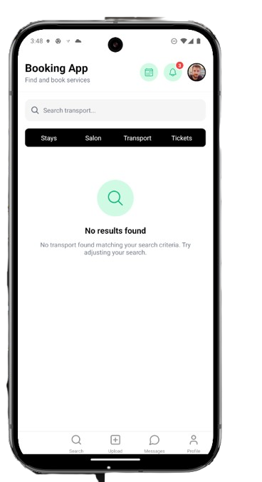 Customer App Booking Screen
